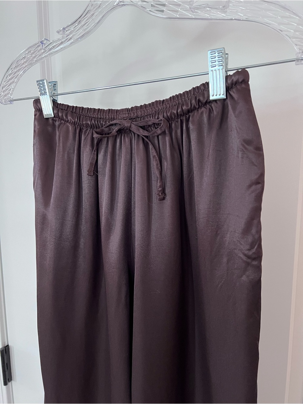 NWT ASOS Satin Wide Leg Pull On Pants Chocolate Brown Size XS - Picture 7 of 10